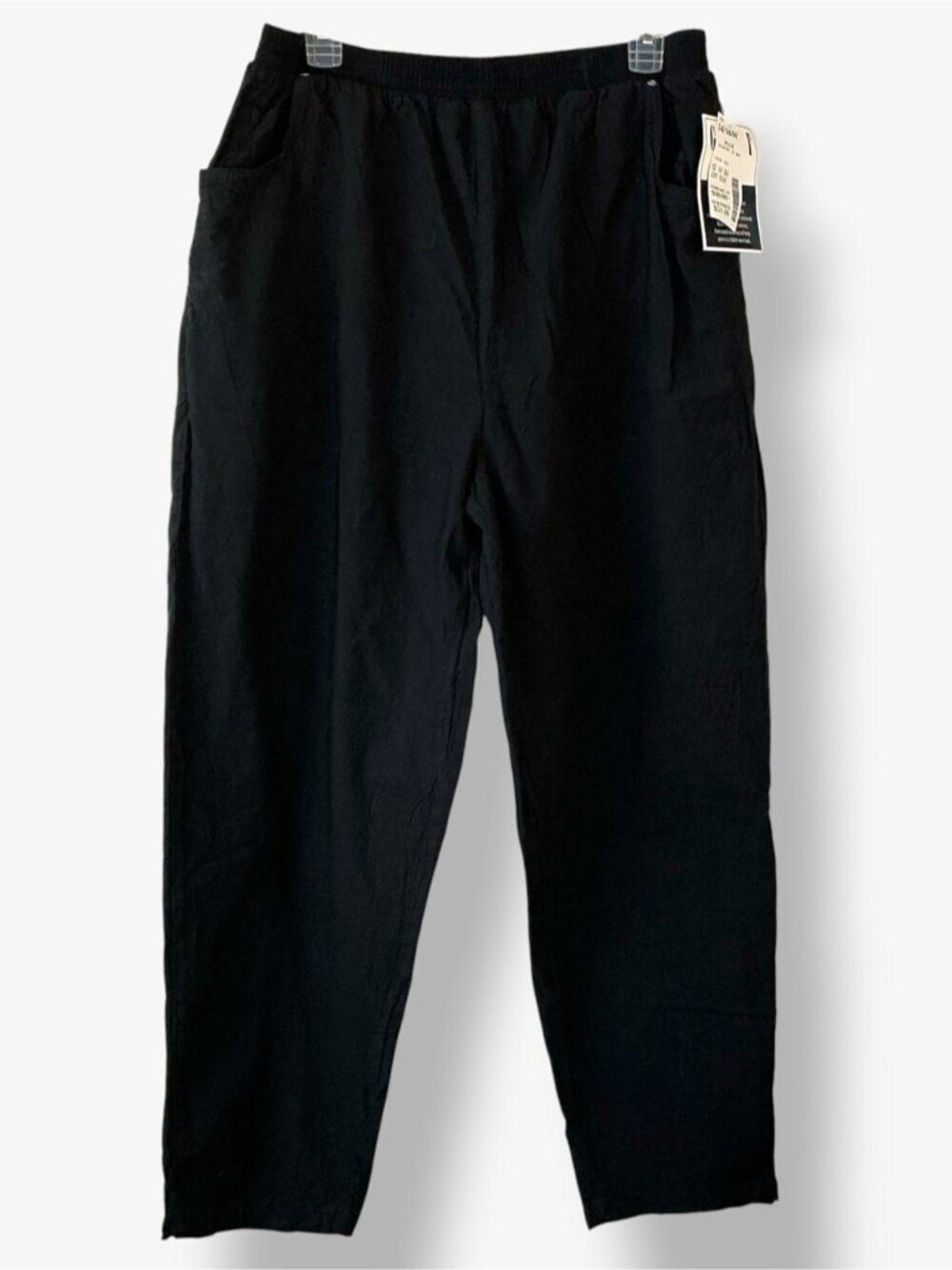 Fashion Bug Black Pants 100% Cotton Pocket Elastic Waist 29” Inseam Plus 14/16 - Picture 1 of 14